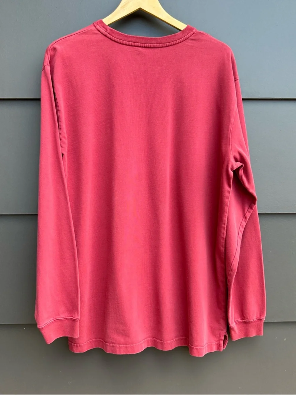 Woolrich Men’s Classic Crewneck long sleeve Tee in lfaded Burgundy - L - Picture 4 of 10